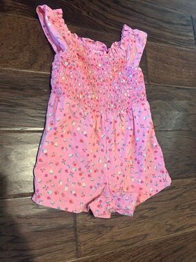 Baby Gap Pink Floral Smocked Romper